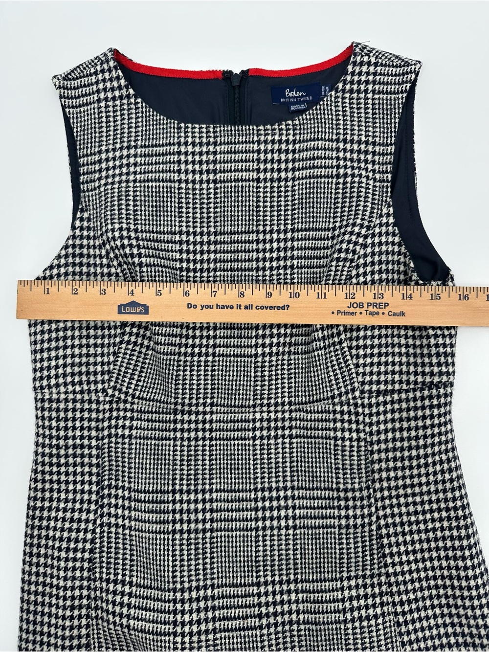 Boden British Tweed Wool Dress 6R Houndstooth Plaid Sheath Preppy Office 1455 - Picture 5 of 10
